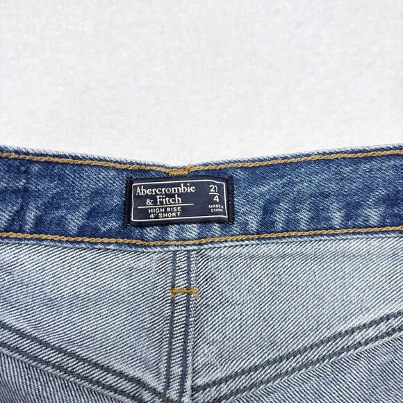 Abercrombie & Fitch Jean Shorts Women’s Size 4 / 21 High Rise Denim 4” Raw Hem - Picture 6 of 9